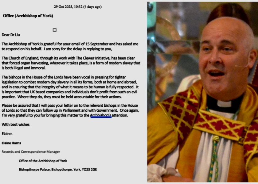 Image for article ​यॉर्क के आर्कबिशप: जबरन अंग निकालना गैरकानूनी और अनैतिक दोनों है